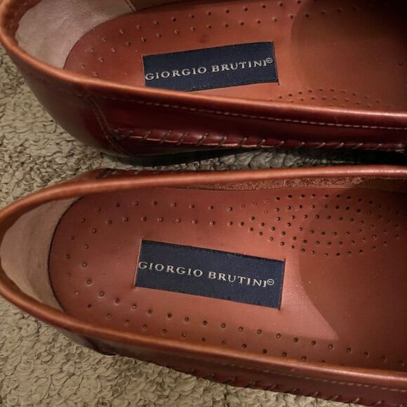 EUC Men's Giorgio Brutini Le Glove Newark Brown Leather Loafers Shoes Size 11 M - Picture 5 of 6